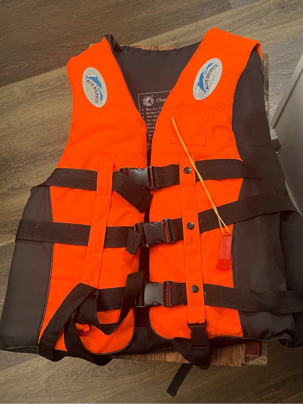 High-Visibility Orange Life Jacket with Safety Whistle